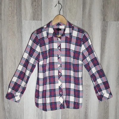 Talbots Womens Medium Petite Button Up Plaid Shirt Collared Cotton Western - Image 1 of 4