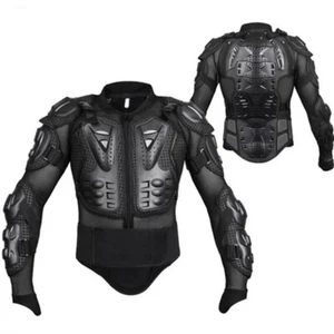 Black Motorcycle Full Body Armor Jacket Chest Elbow Shoulder Rib Protective Gear - Foto 1 di 4