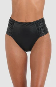 L'Agence Women's Black Vanessa Luxe Faux Leather Bikini Bottom Swimwear Size XL - Picture 1 of 4