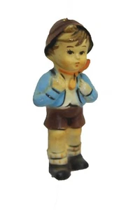 Vintage Christmas Ornament Boy with Backpack and Hat Ceramic 4" High - Picture 1 of 2