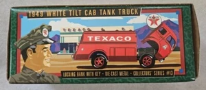 NEU IN BOX ERTL Die Cast Texaco 1949 White Tilt Cab Tank Truck Coin Bank 1996 - Bild 1 von 10