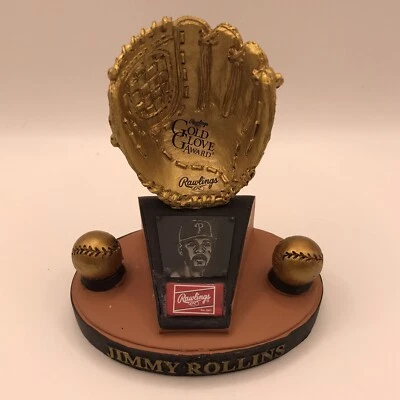 Philadelphia Phillies Jimmy Rollins Mini Rawlings 2012 Luva de Ouro Réplica Prêmio - Imagem 1 de 4