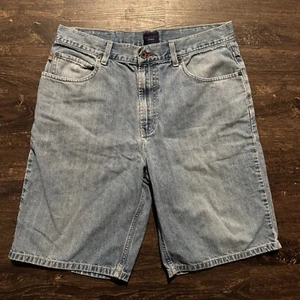 Vintage Y2K 2000 Tommy Hilfiger Baggy Blue Denim Jean Shorts Mens Size 34 - Picture 1 of 13