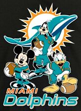 (2) Miami Dolphins Mickey Mouse & Friends 4.75x3.5 Vinyl Stickers Car Decal