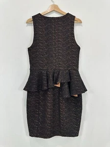Cue Dress Women 12 Brown Peplum Lined Knee Length Workwear - Picture 1 of 8
