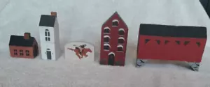 Vtg. Handmade Primitive Wooden Houses House Lot Decor Cottage Country Americana - Picture 1 of 8