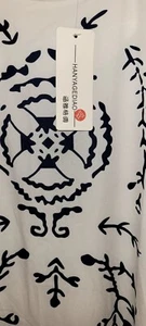 HANYAGEDIAO (Negligence Hanya Style) Women's Long White Dress With Navy Designs - Picture 1 of 4