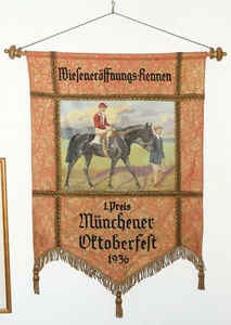 Siegerfahne Oktoberfest Preis München Münchner Fahne Rennen Renntage Pferd - Bild 1 von 8