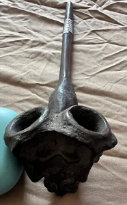 Pipa tabacco africana doppia testa vintage ugandese intagliata fumo pipa da collezione - Foto 1 di 11