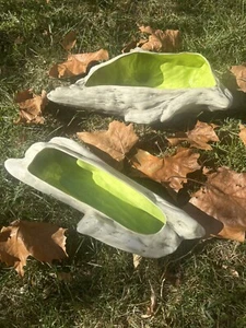 2 Vintage Davlee Green Ceramic NC-410 Mid Century Drifwood Planter 1960s - Picture 1 of 7
