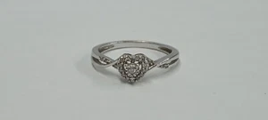Allure Gems Sterling Silver & Diamond Heart Ring 1/10 tdw Size 7 - Picture 1 of 6