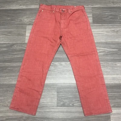 Levi's 501 Blue Jean 34x28 Salmon Peach Pink Straight White Oak Cone Denim - Image 1 of 4