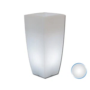 VASO QUADRATO IN RESINA RESINA H90 ALTO MODERNO CON LAMPADA BIANCA DESIGN - Foto 1 di 4
