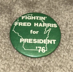 1976 FIGHTIN' FRED HARRIS FOR PRESIDENT '76 - Map of Wisconsin GREEN version - Picture 1 of 2