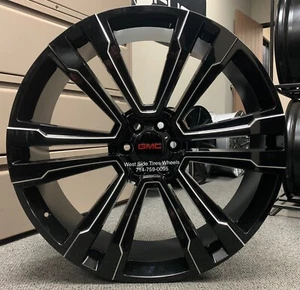 26” BLACK MILLED FR72 WHEELS TIRES Chevy Silverado Tahoe Yukon Sierra Escalade - Picture 1 of 5