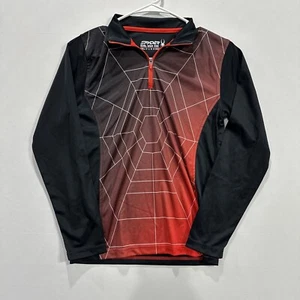 Spyder Sports Black/Red Spider Web Long Sleeve Quarter Zip Pullover Boys Sz Med - Picture 1 of 6