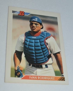 1992 BOWMAN BASEBALL - IVAN RODRIGUEZ CATCHER TEXAS RANGERS CARD # 1 - Picture 1 of 5
