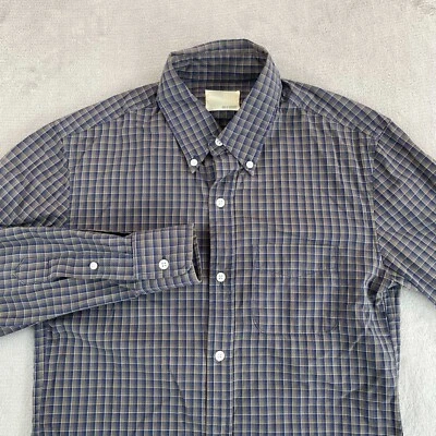 Band of Outsiders Shirt Men Small 1 Brown Blue Plaid Long Sleeve USA Made Preppy - Image 1 of 4