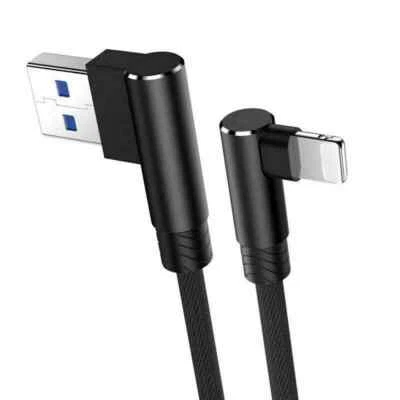 Heavy duty Right Angle 90 degree USB Charger Cable Data Lead For iPhone iPad UK - Image 1 of 4