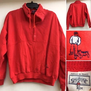 Vintage 80s Sweatshirt La Sweaterie S Fabrique En France Red 1980s - Picture 1 of 12