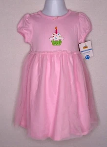 Carter's Dress 24 Months Cupcake Birthday Party Tulle Pink Birthday Girl SS NWT - Picture 1 of 8