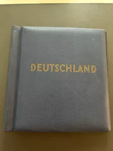 Schaubek Antikes Leder Album Briefmarken Photos blau Goldprägung - Bild 1 von 3