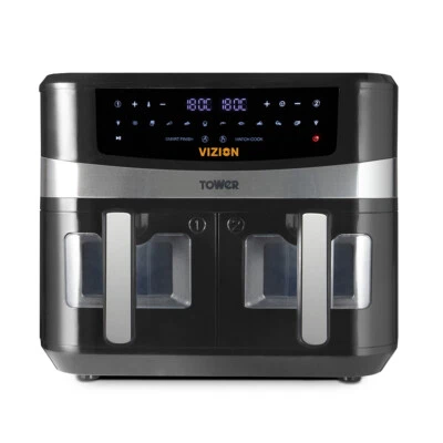 Tower AirFryer Vortx Vizion 9L Dual Basket Digital T17100  New Item, Box Damaged - Image 1 of 4