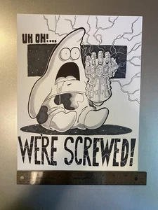 ¡PATRICK STAR MANEJA EL GUANTE DEL INFINITO! ORIG. PLUMA Y TINTA, 11 X 14 JIM O’RILEY - Imagen 1 de 4