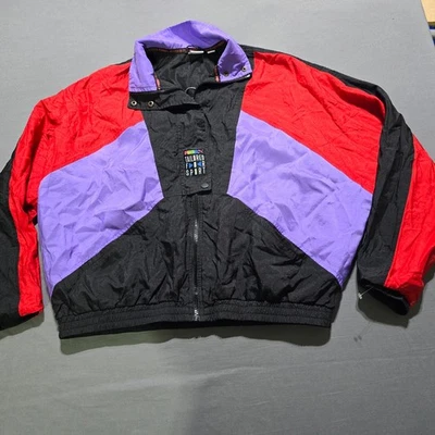 Chaqueta cortavientos Puma para mujer color grande - bloque recortada cremallera roja púrpura negra Foto 1 de 4