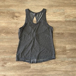 Lululemon Tank Top 6 Hold & Let Flow Heathered Black Workout Athletic Tie Back - Picture 1 of 5