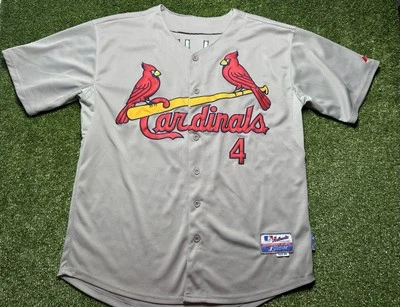 Camiseta cosida auténtica Majestic de los Cardenales de San Luis Yadier Molina #4 talla 48 Foto 1 de 4