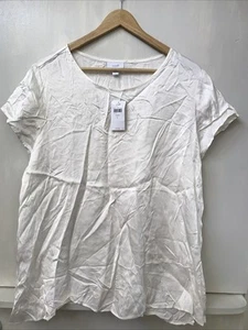 Pure J Jill Satin Blouse Women Ivory Cream Short Sleeve Top Size L Large NWT - Picture 1 of 4