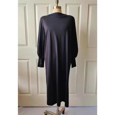 Vestido midi vintage años 70 mod minimalista Amy Adams tejido cuello barco manga abullonada unión Foto 1 de 4