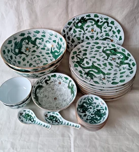 China Porzellan Speiseservice – Grüner Drache – Dekor 23 Teile - Bild 1 von 15