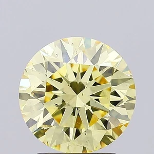 Loose 2ct Round Excellent Cut S11 Light Yellow Lab Grown Diamond IGI Certified - Picture 1 of 18