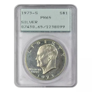 1973-S Eisenhower Dollar PCGS PR65 Rattler - Picture 1 of 2