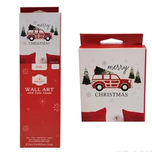 Holiday Time Merry Christmas Foil Wall Art Car Tree Peel & Stick Decal Decor - Picture 1 of 6