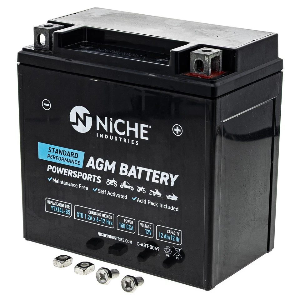 NICHE AGM Battery YTX14L for Harley Davidson Sportster XL883L XL1200C XG500 - Image 1 of 4