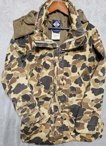 COLUMBIA Vintage Brown Wetland Duck Hunting Camouflage Camo Jacket  Gortex Med - Picture 1 of 9