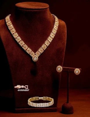 Conjunto de joias de luxo de ouro rosa 18k Pesciosa criado em laboratório corte de diamante Swarovski - Imagem 1 de 4