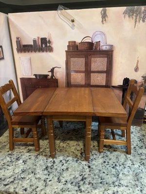 American Girl Molly Drop Leaf Wooden Table Chairs -Excellent Condition - Retired - Image 1 of 4