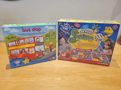 Bundle of Children's Board Games - Bus Stop Game and Jigsaw  Snakes + Ladders - Image 1 of 4