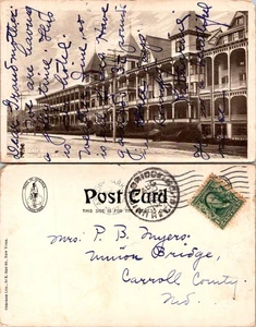 Postal de Ocean Hotel Asbury Park Nueva Jersey con mensaje escrito a mano - Imagen 1 de 1