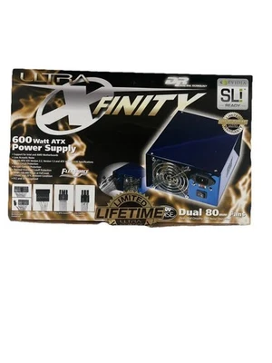 Ultra XFinity 600 Watt ATX Power Supply Dual 80mm Fan Nvidia Ski Ready - Image 1 of 4