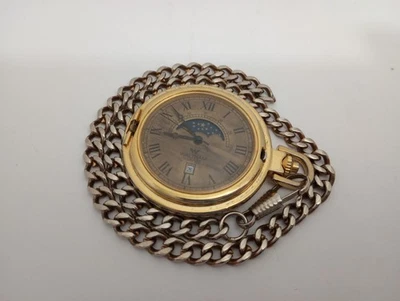 Vintage Waltham Quartz Gold Tone Hunter Case Pocket Watch Moonphase For Parts - Image 1 of 4