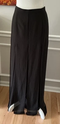 Pantalones Palazzo Vintage Negro Transparente Pierna Ancha Crepé Corte Gaucho Paneles Macao Talla 12 Foto 1 de 4