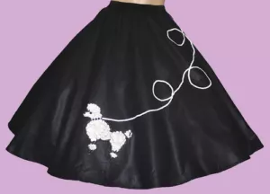 6 PIEZAS FALDA CANICHE NEGRA AÑOS 50 CONJUNTO ADULTO CINTURA MEDIA 30""-38"" Longitud 25"" - Imagen 1 de 5