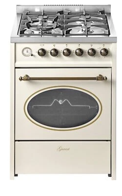 Gurari GCH G 614 CR Gas Standherd 60 cm Gas Kochfeld Gasgriil, Creme