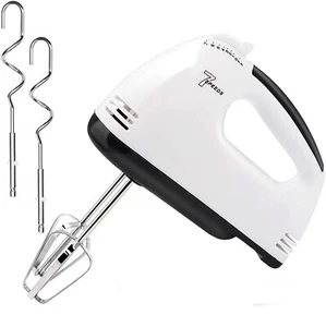 Elektrischer 7-Gang Super Handmixer mit Teighaken und Schlägern - weiß 133 - Bild 1 von 1