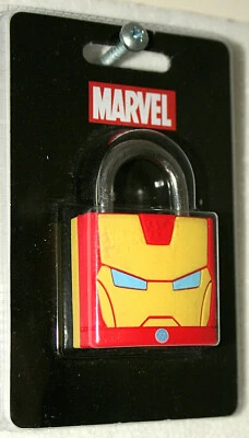 Marvel Comics Iron Man Sturdy Rubber Coated Key School Gym Locker Pad Lock New Foto 1 de 4